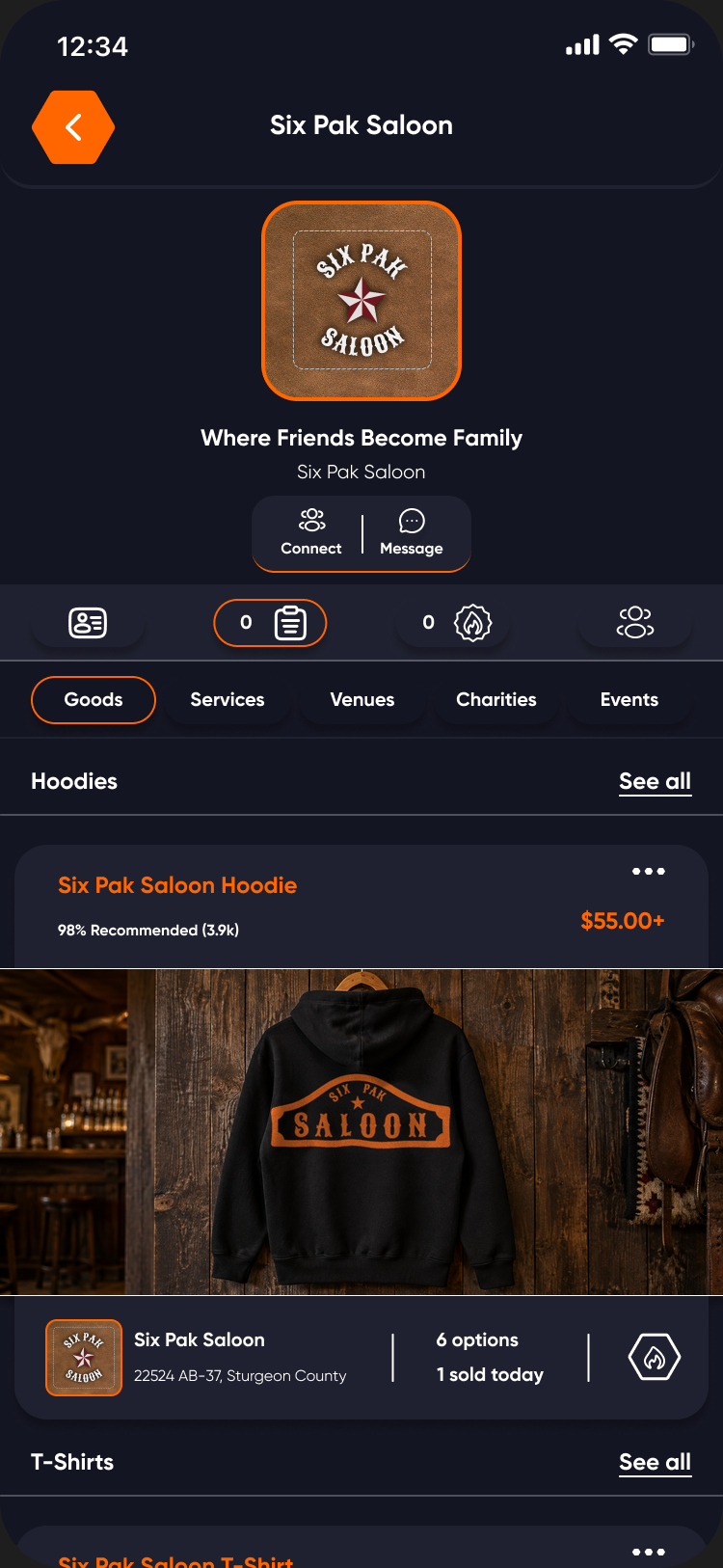 Six Pak Saloon storefront on Bizbie